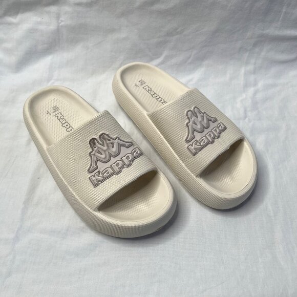 Kappa womens EggShell White Logo Slide Sandals Size 7 US 5 UK 38EU - Picture 2 of 10